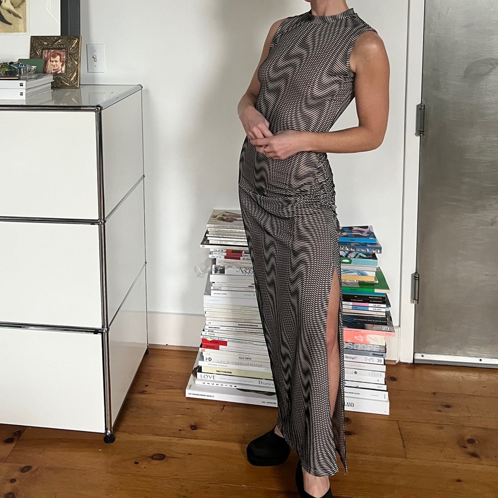 Eckhaus Latta Chic Black and Beige Sleeveless Maxi Dress